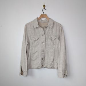 J. Jill linen cream lightweight button up jacket